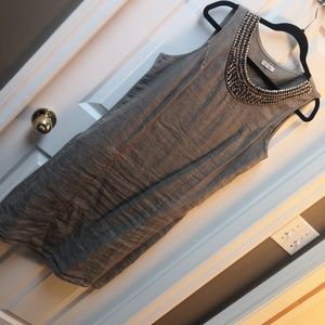 Lina Tomei Taupe Linen Dress, sz L